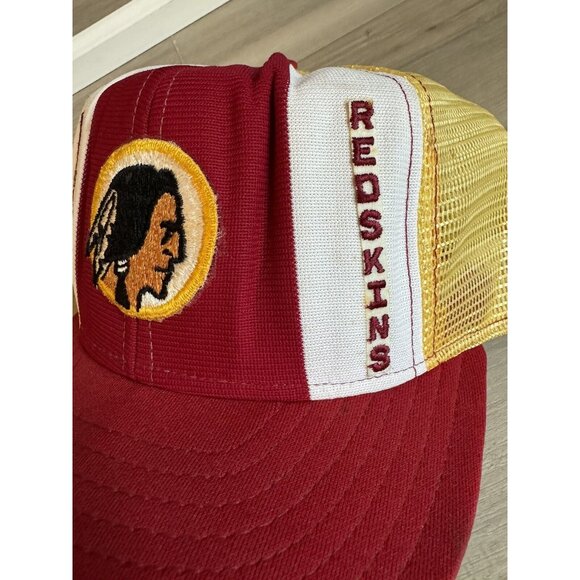 Vintage Washington Redskins Lucky Stripes Hat Mesh Trucker Snapback Made In USA - Picture 2 of 9
